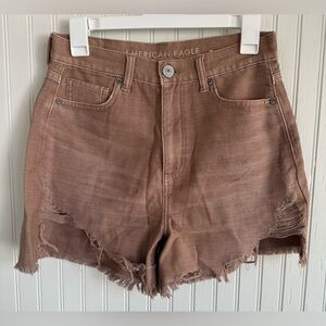 American Eagle High-Rise Frayed Denim Mauve Shorts Size 4
